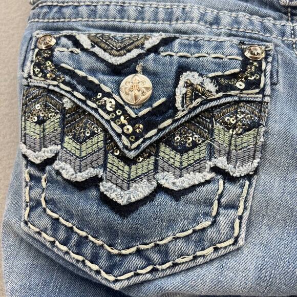 Miss Me Jeans Women's Size 26 (2) Signature Skinny Southwestern Feather Bling - Picture 12 of 16